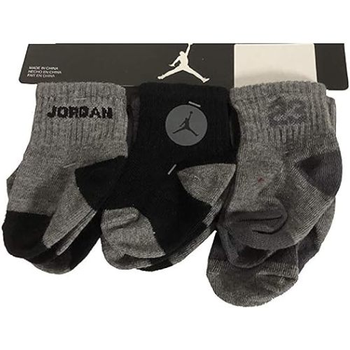 Nike Jordan Jumpman 23 Baby Boy's Quarter Crew Socks - 6 Pair, Black/Grey, 12-24 Months