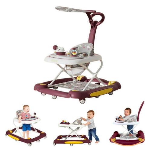 JUANYU Baby Walker,3-in-1 Multi-Functional Folding Walker with 3 Height Adjustable Settings,for Toddlers 6-18 months,Red
