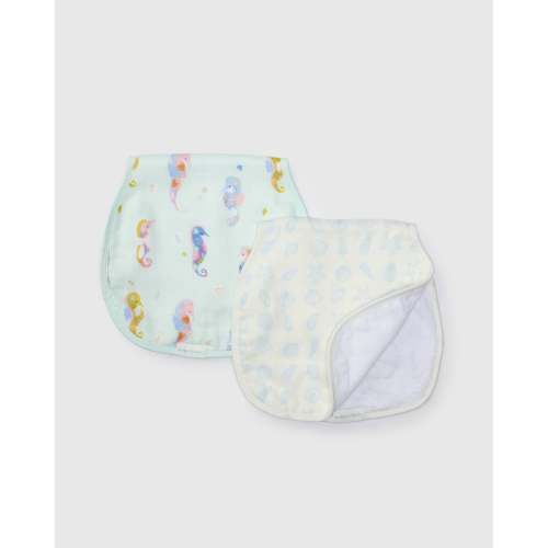 Burp Cloth Set - 2 Pack - Painterly Seahorses