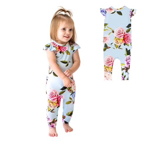 Posh Peanut Baby Girl Pajamas – Ruffled Cap Sleeve Romper PJs – Soft Viscose from Bamboo One-Piece for Babies & Toddlers