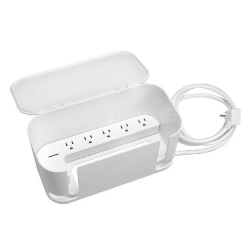 Globe Electric Cord Management Box White: Cable Organizer & Cord Hider, 5" H X 10.94" D X 5.77" W