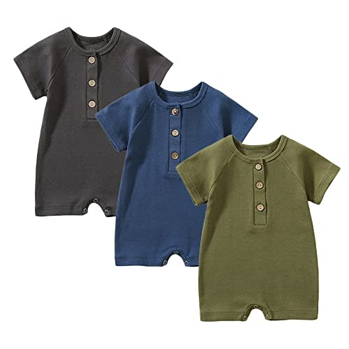 Baby Boys Girls 2 Pack Romper Jumpsuits Short Sleeve One Piece Clothes Sets