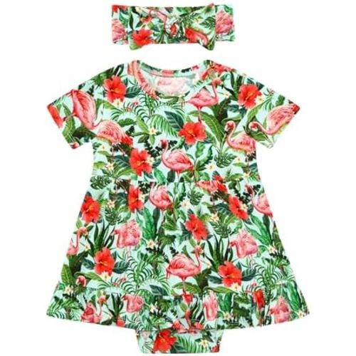 Baby Girl Bodysuit Soft Romper Ruffle Dress, Newborn Sleeveless Clothes Jumpsuit, Viscose Made from Bamboo