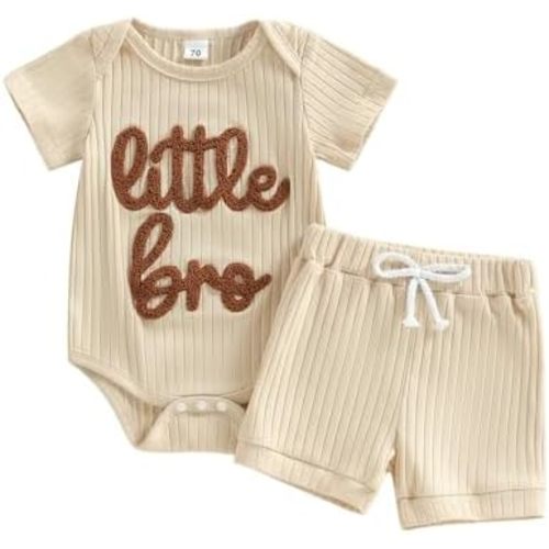 Baby Boy Summer Clothes Little Brother Newborn Outfit Short Sleeve Romper Casual Shorts Set 0 3 6 12 Months