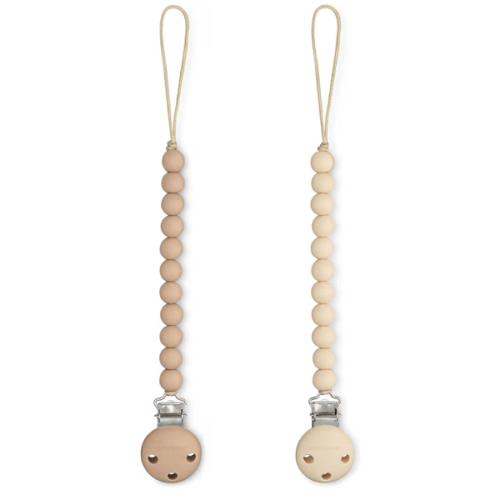 Comfy Cubs Pacifier Clips 2 Pack - 100% Food Grade Silicone Baby Pacifier Clips, BPA & PVC Free - CPSIA Certified, Lightweight and Flexible Baby Gifts - Beige & Light Beige