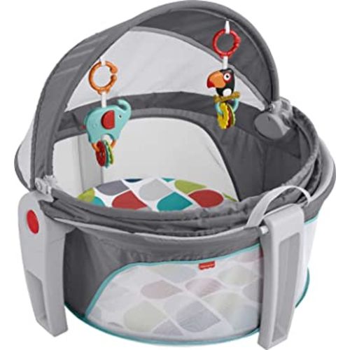 Fisher-Price Portable Bassinet On-The-Go Baby Dome, Travel Play Space with Developmental Newborn Toys & Canopy, Color Climbers