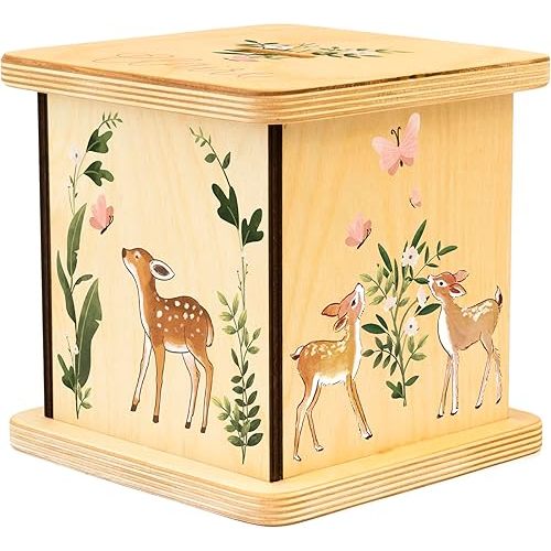 Wooden Piggy Bank for Kids and Adults, Personalized Gift Handmade in USA by BloomOwl, Custom Piggy Bank, Personalized Banks for Kids, Gifts for Baby Boys and Girls (Deer)