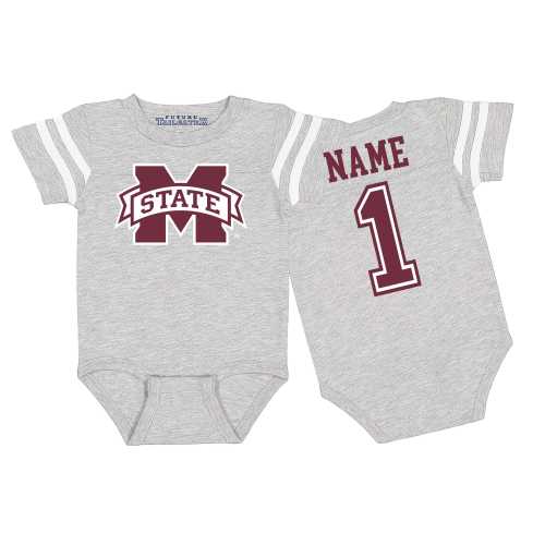 Future Tailgater Mississippi State Bulldogs Collegiate Licensed Football Jersey Baby Bodysuit - Personalized