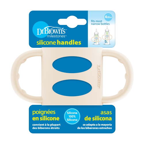 Dr. Brown's Silicone Baby Bottle Handles, Narrow, Ecru, 4 Months+