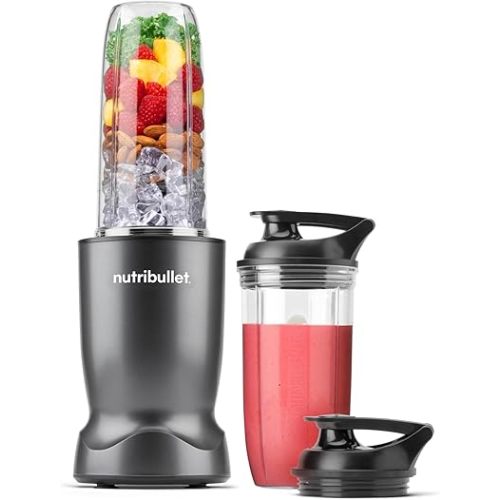nutribullet Turbo Personal Blender, Shakes, Smoothies, Food Prep, and Frozen Blending, 32 Ounce Cup, 24 Ounce Cup, (2) Flip-top Travel To-Go Lids, 1000 Watt, Gunmetal, NB50400