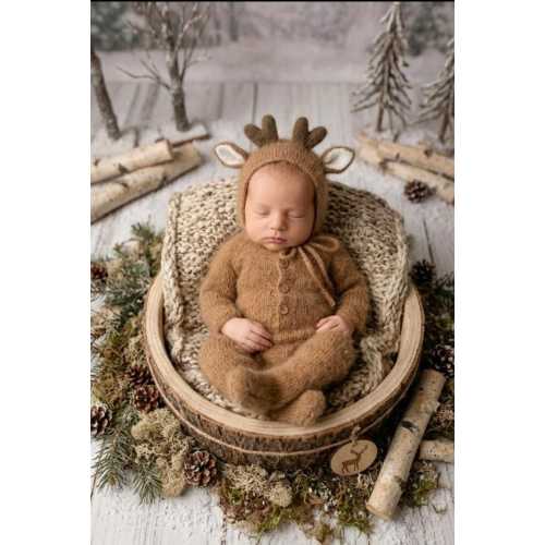 Newborn knitted deer onesie and hat set All sizes knitted deer outfit Baby photography props Halloween costumes Christmas costumes Baby gift