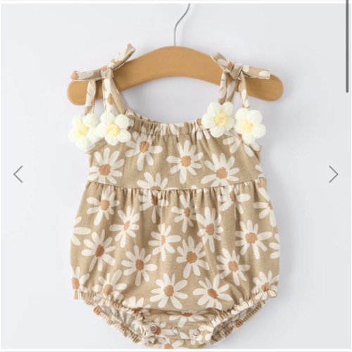 Floral Daisy Baby Girl Spaghetti Strap Romper – The Rocking Horse Co.
