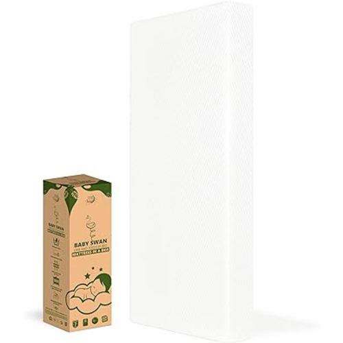 Dream On Me Baby Swan 5” Foam Crib & Toddler Bed Mattress in White I Mattress in Box I Greenguard Gold Certified I JPMA Certified