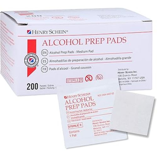 Henry Schein Medium Alcohol Prep Pads, 70% IPA, 2-ply, Sterile, 200 Ct