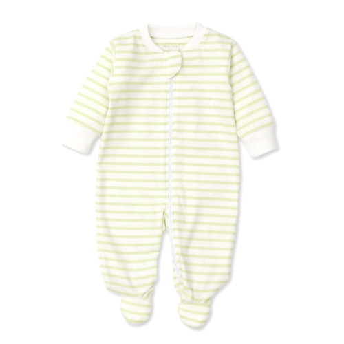 Kissy Love Basics Green Stripes Zip Footie