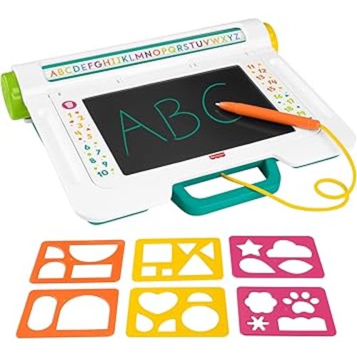 Fisher-Price Preschool Toy Learn & Doodle Desk Mess-Free Writing & Drawing Tablet with LCD Screen for Travel Creative Play Kids Ages 3+ Years