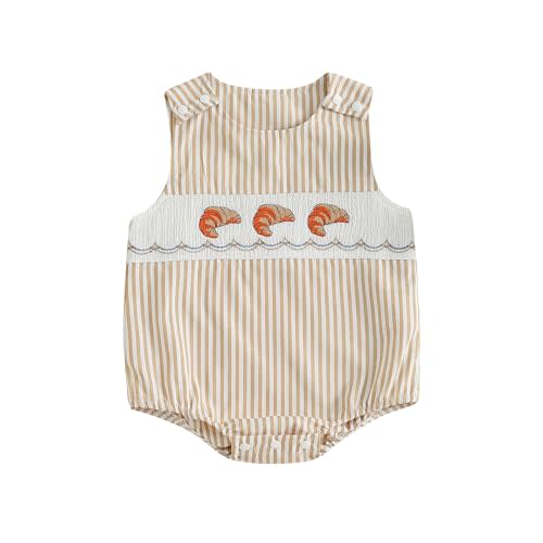 Twopumpkin Halloween Baby Boy Clothes Outfit Newborn Pumpkin Patch Onesie Bubble Romper Overalls Smocked Outfits (Homemade rolls Khaki, 6-12 Months)