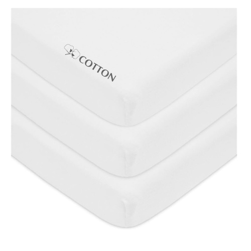 American Baby Company 3 Pack 100% Natural Cotton Fitted Mini Crib Sheets 38" x 24" - Soft & Breathable Small Nesting Portable Sheets, Fits Pack N Play Mattresses, White, for Boys & Girls