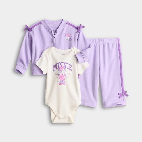 Baby Girl Disney's Minnie Mouse Jumping Beans® 3-pc. Bow Shoulder French Terry Set