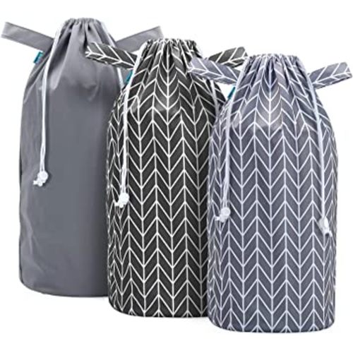 Teamoy Pail Liner for Cloth Diaper(Pack of 3), Reusable Diaper Pail Wet Bag with Drawstring, Fits for Dekor, Ubbi Diaper Pails, Gray +Gray Arrows +Black Arrows