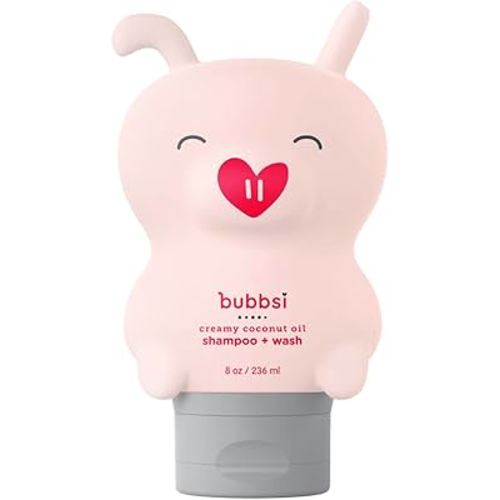 Bubbsi Creamy Coconut Oil Baby Shampoo & Wash | Light Natural Scent | Won't irritate eyes | Organic Coconut Oil + Shea | Gentle, Sulfate-free, Nourishing | Cradle Cap, Eczema (Refillable bottle, 8oz)