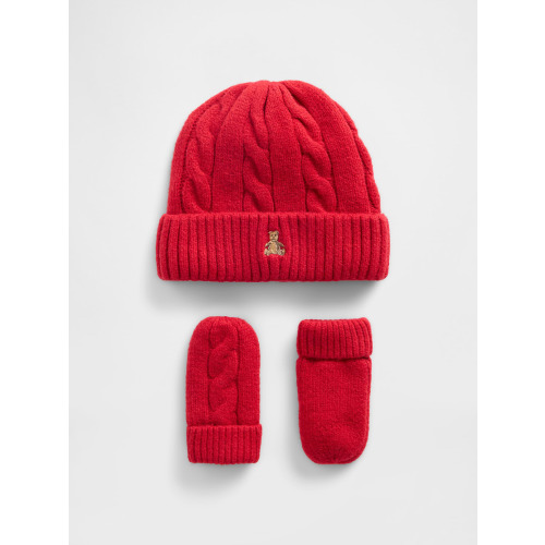 Baby & Toddler CashSoft Cable-Knit Beanie & Mittens Set