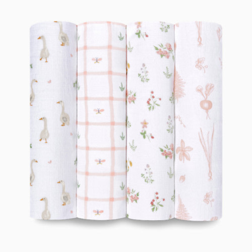 Essentials Cotton Muslin Swaddles (4 Pack) - Country Floral