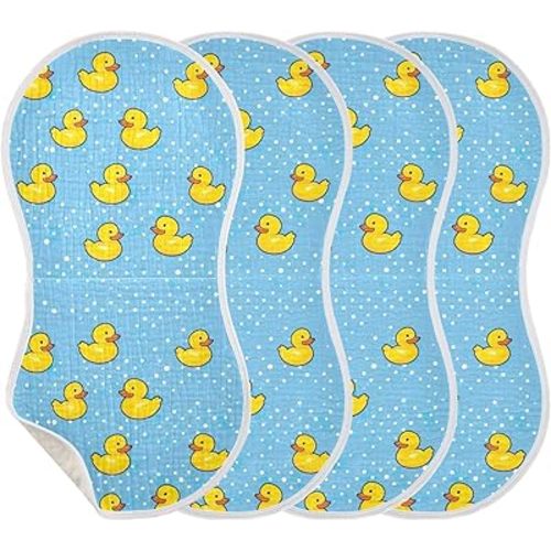 Cute Rubber Yellow Duck Burp Cloths for Baby Boys Girls 4 Pack Burping Cloth, Burp Clothes, Newborn Towel, Milk Spit Up Rags,Burpy Cloth 202b2544