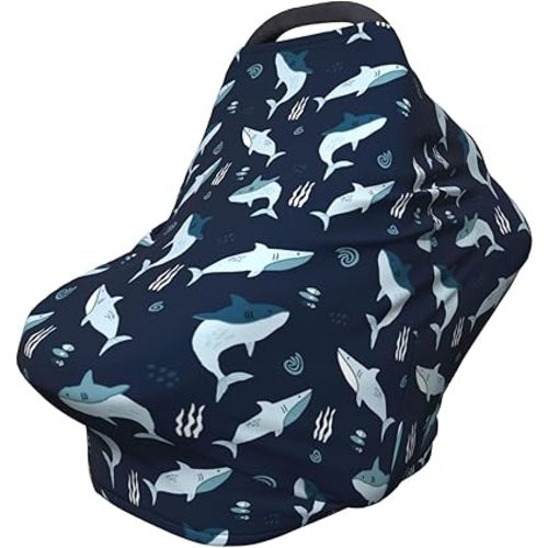 Sharks Ocean Baby Stuff Car Seat Cover for Baby Carseat Covers for Girl Boy Stretchy Soft Breathable Breastfeeding Infant Car Seat Canopy Carrier Cover