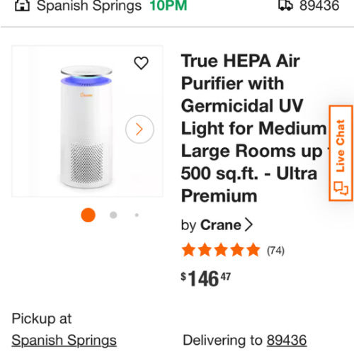 True HEPA Air Purifier with Germicidal UV Light for Medium to Large Rooms up to 500 sq.ft. - Ultra Premium