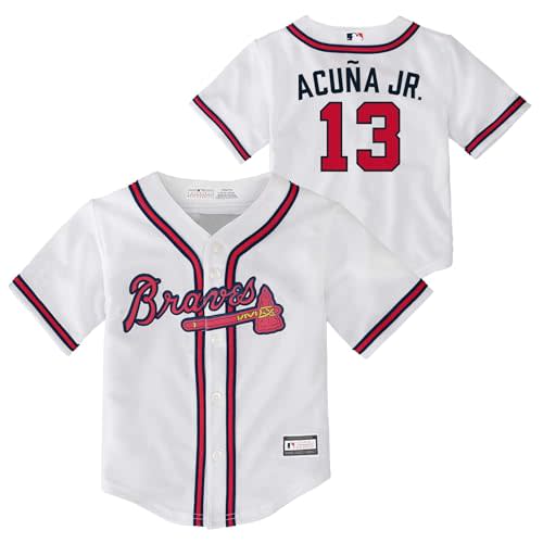 Ronald Acuna Jr. Atlanta Braves MLB Baby Infants 12-24 Months White Home Player Jersey