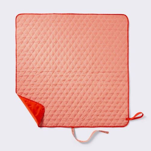39.5"x39.5" Outdoor Blanket Red Check - Cloud Island™
