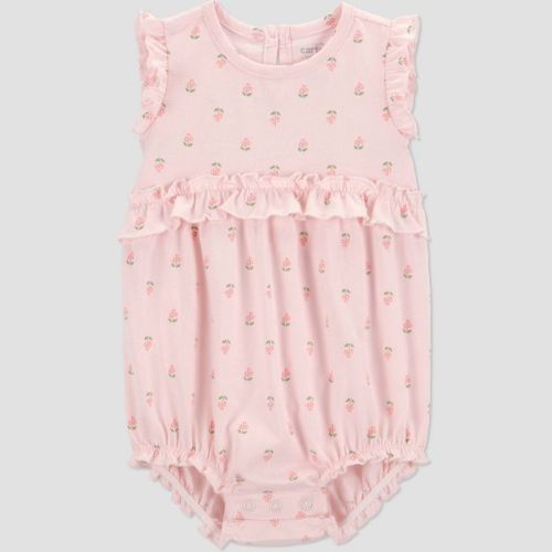 Carter's Just One You® Baby Girls' Geo Ruffle Bubble Romper - Pink 3M