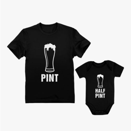 Tstars Pint & Half Matching Shirts - Funny Father and Baby Outfit - Gift for New Dads - Fathers Day Shirt Bodysuit