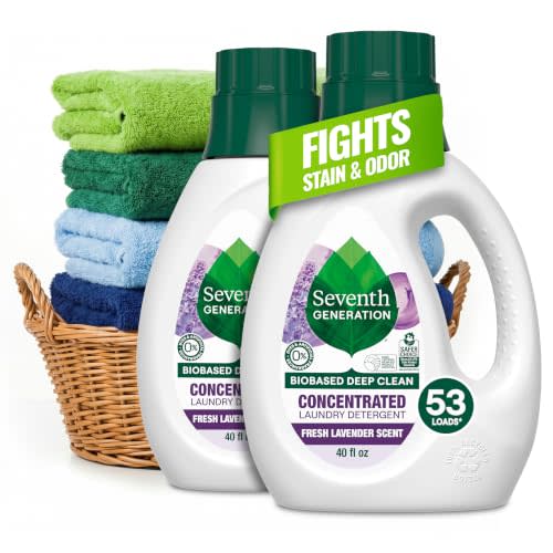 Seventh Generation Concentrated Laundry Detergent, Fresh Lavender scent, 40 oz, Pack of 2 (106 Loads)