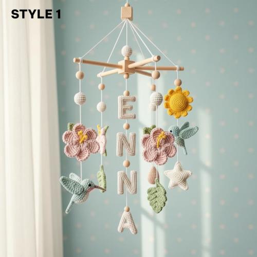 Crochet Hummingbird Baby Mobile | Custom Name Crib Decor