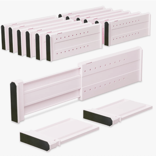 12 Pack Drawer Divider, Non-Slip Expandable Dresser Organizer for Baby Clothes - Pink
