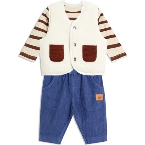 Long Sleeve T-Shirt, Reversible Teddy Vest & Pants Set, 6-12M