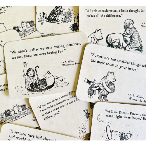 Winnie the Pooh Book Quote Cards, A.A. Milne Quotes, Pooh and Piglet, Children's Book Friendship Cards, Lunchbox Notes, Book Lover Gift