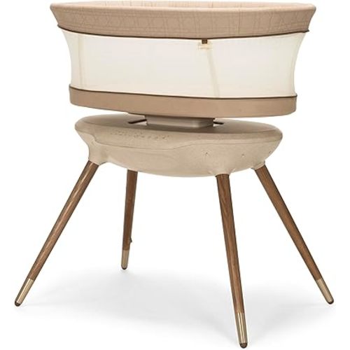 Maxi-Cosi Starling Smart Bassinet, CryAssist AI Cry Translation, 5 Rocking Motions, Cozy Mattress Pad, Machine-Washable Cover, Built-in Bluetooth Speaker, Heritage, Baby Bassinet Rocking
