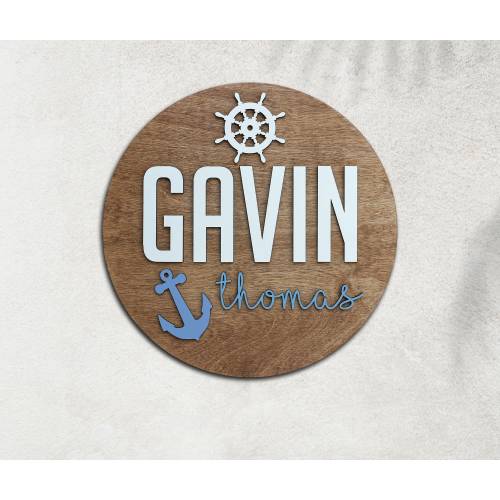 Custom Nautical Theme Baby Name Sign l Nursery Name Sign l Anchor Custom Baby Name Sign l Ocean Anchor Nursery Decor Gift
