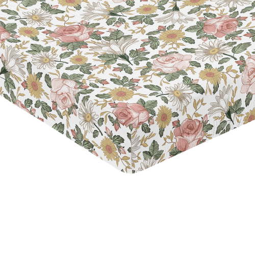 Sweet Jojo Designs Vintage Floral Pink Girl 100% Cotton Muslin Fitted Crib Sheet