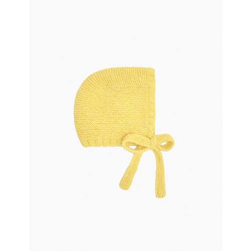 Hand-Knitted Alpaca Bonnet in Lemonade