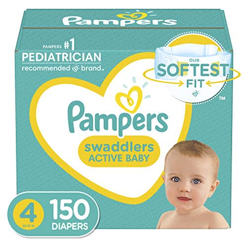 Diapers Size 4, 150 Count - Pampers Swaddlers Disposable Baby Diapers, ONE MONTH SUPPLY