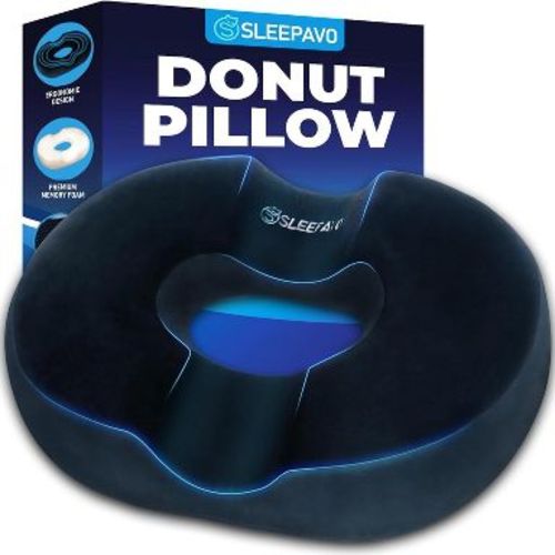 Sleepavo Butt Donut Pillow for Tailbone Pain Relief Cushion - Hemorrhoid Pillows - Sitting Butt Pillow for Office Chair - Sitting Donut Seat Cushion