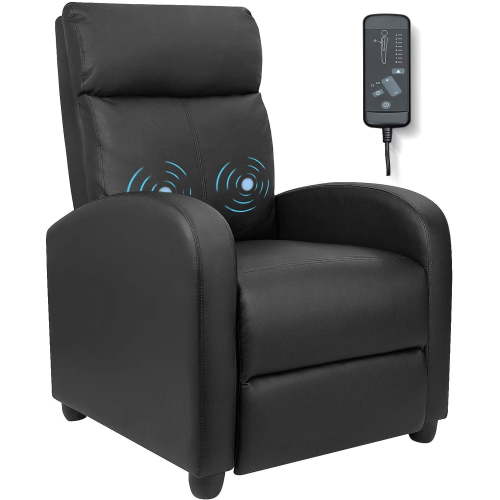 Homall Massage Recliner PU Faux Leather Home Theater Recliner with Padded Seat Black