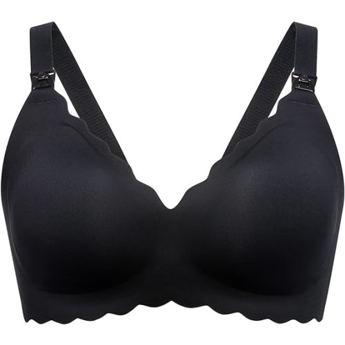 Momcozy Nursing Bras for Breastfeeding, Seamless Pregnancy Maternity Bra Wireless Classic Jelly Strip Support Nursing Bra