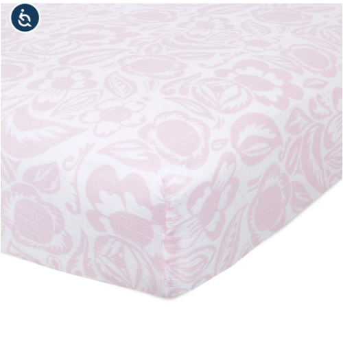 Pink Print Muslin Crib Sheet | aden + anais