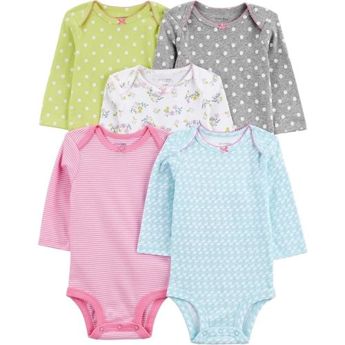 Simple Joys by Carter's Baby Girls' Long-Sleeve Bodysuit, Pack of 5