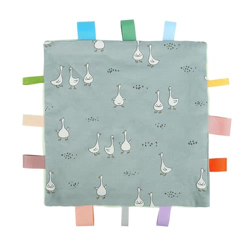 Baby Tags Security Blanket, Sensory Soothing Taggies Blanket for 3-12 Months Boys and Girls (Duck)